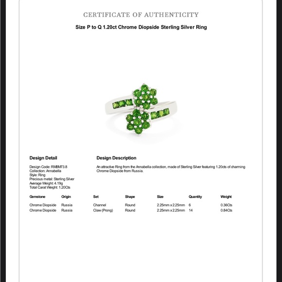 Sterling Silver Chromediopside Ring - Picture 4 of 4